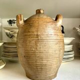 Brown stoneware jar