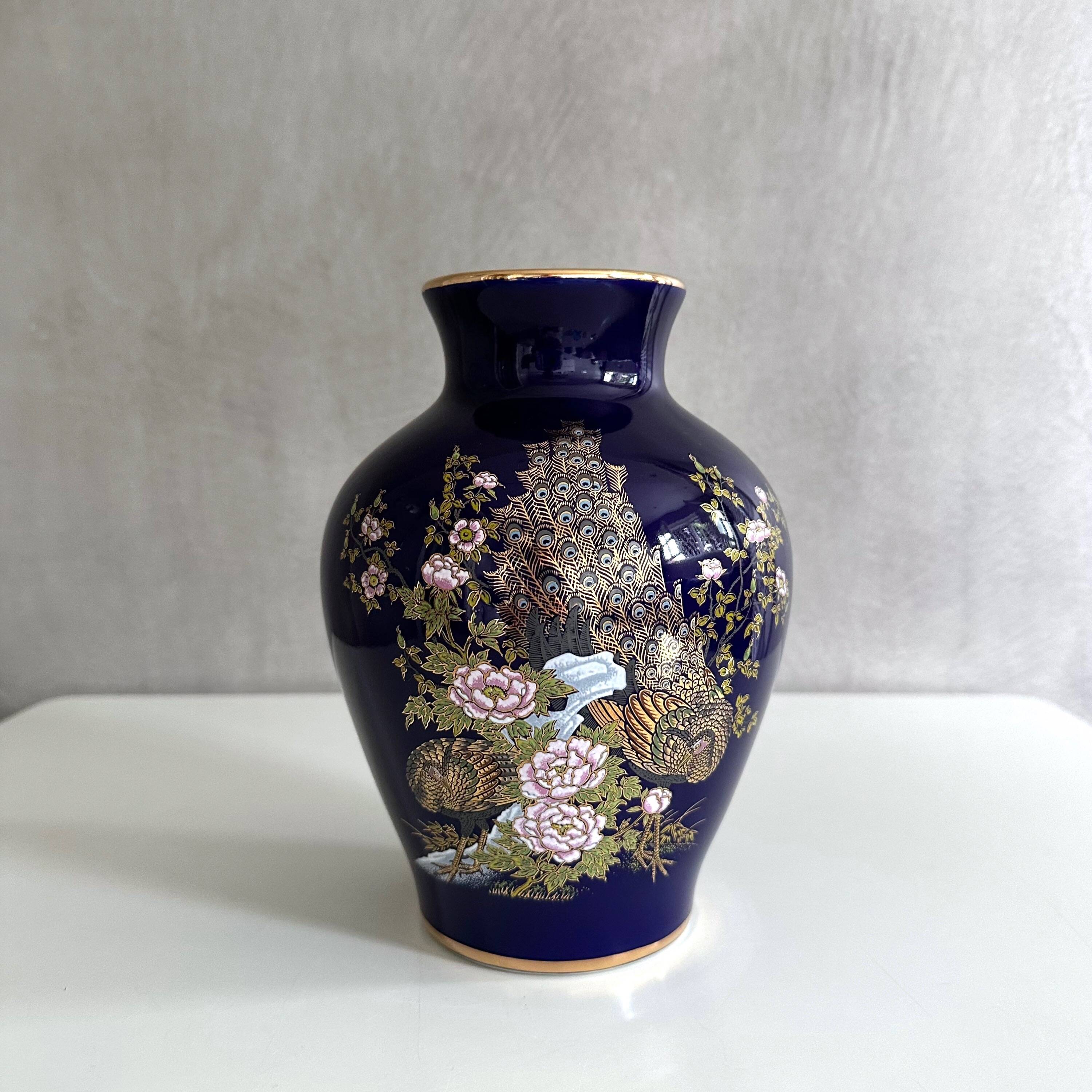 Cobalt blue vases collection, mid-century porcelain vases, vintage interior