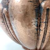Vintage round embossed copper cachepot / vase by egidio casagrande, italy