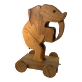 Pull-along wooden elephant toy