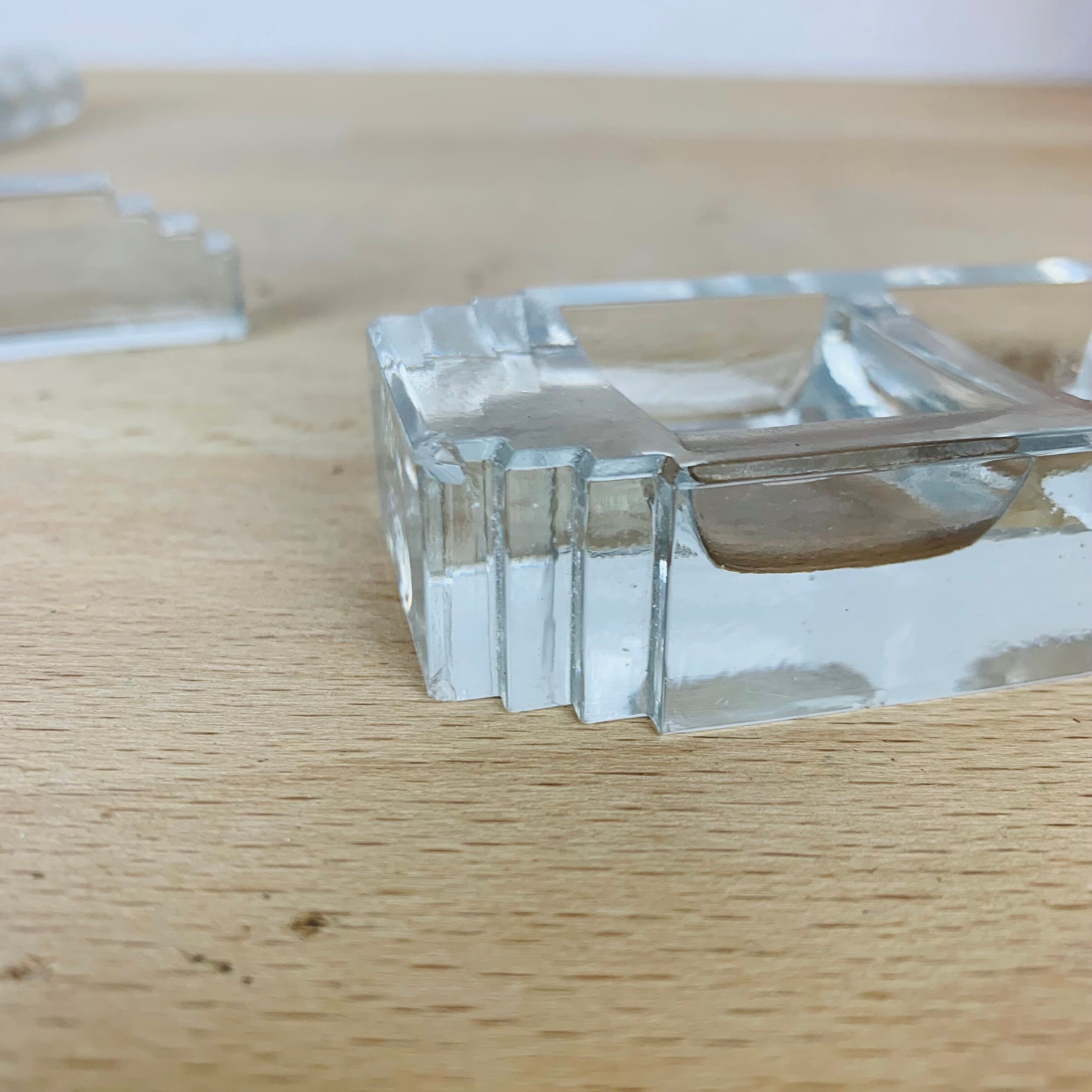 11 art deco glass knife holders and salt shaker