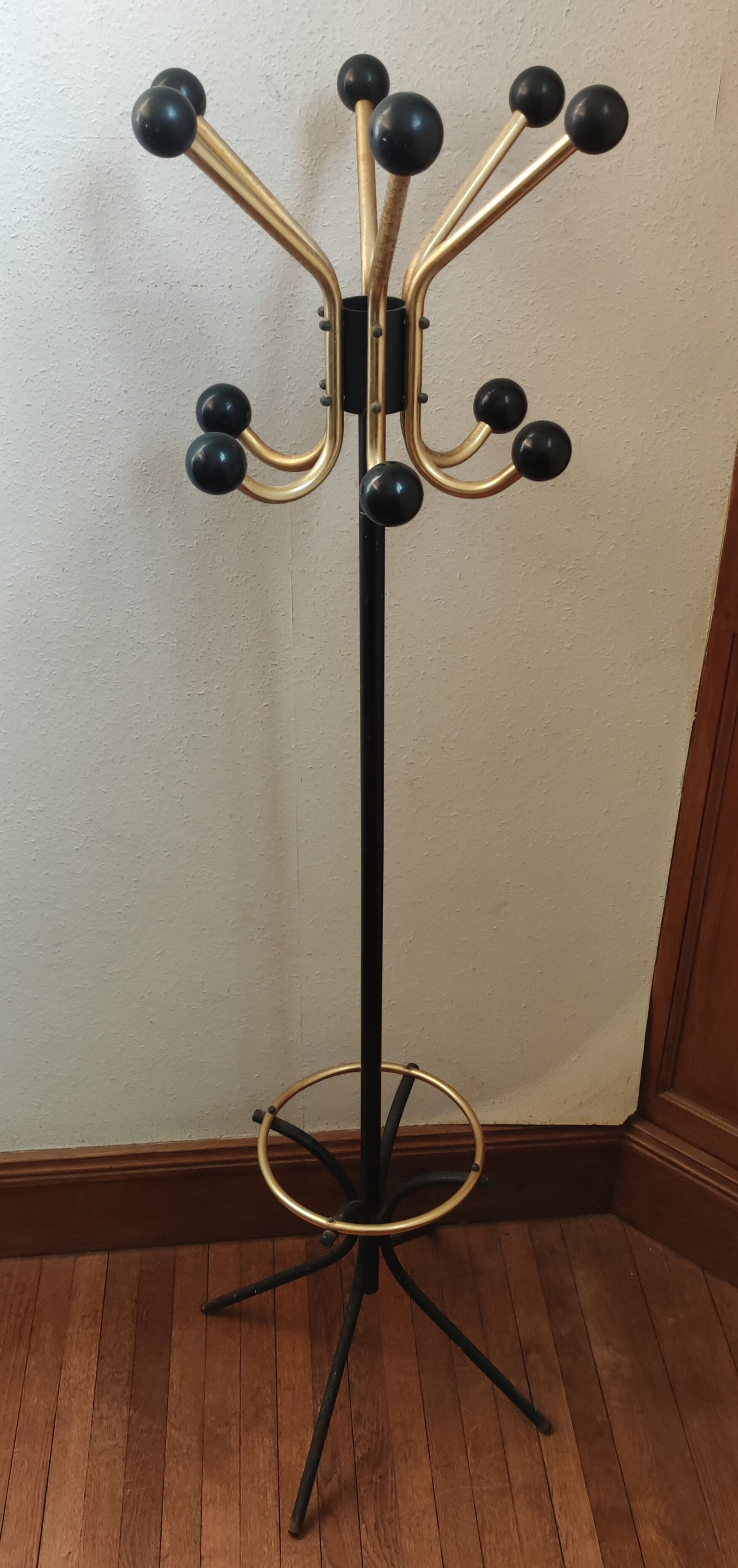 Vintage metal coat rack black and gold