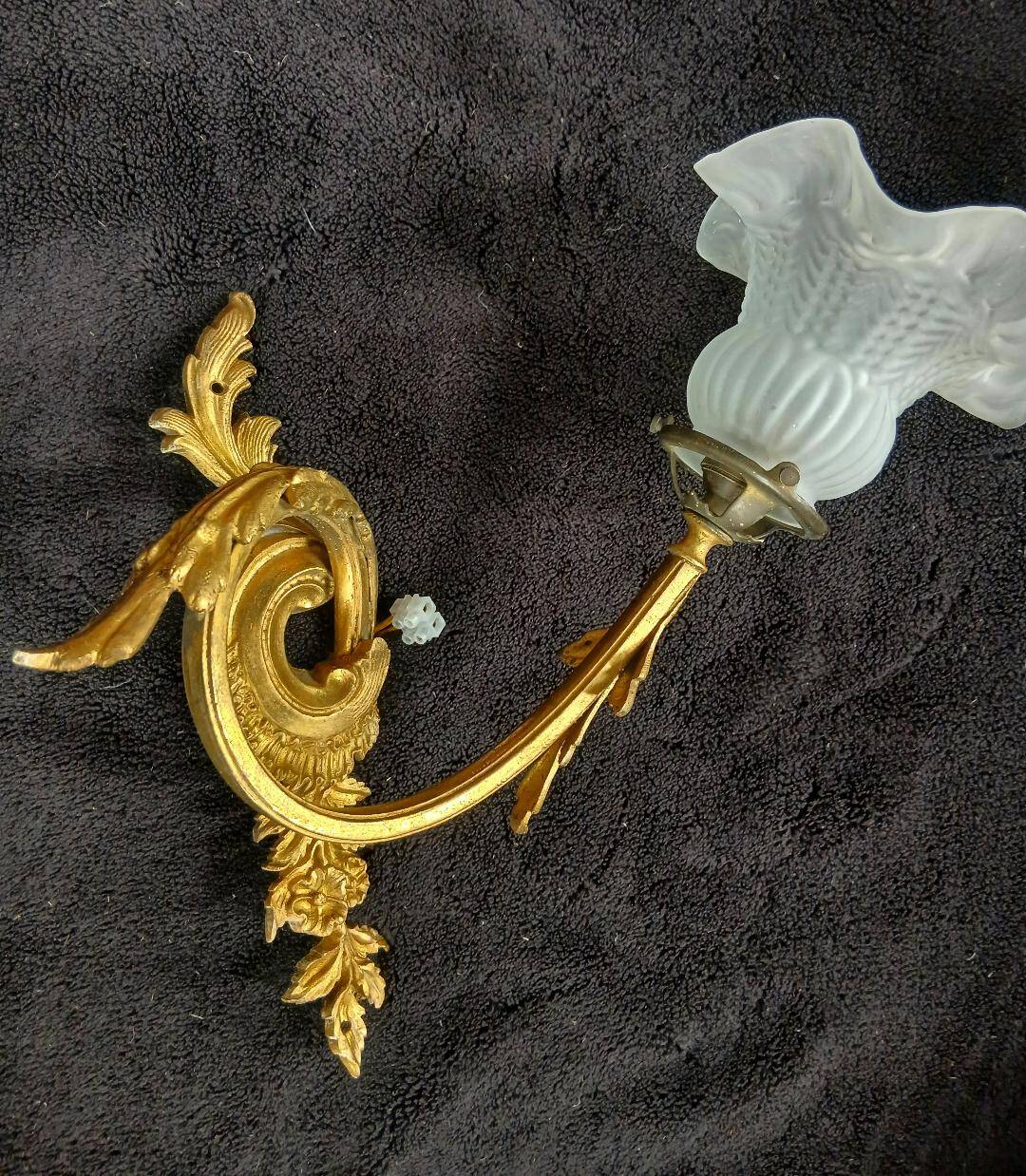 Art Nouveau Bronze Brass Wall Lights Louis XV Style