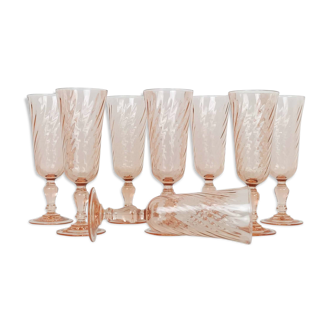 Set de 8 flutes a champagne rose