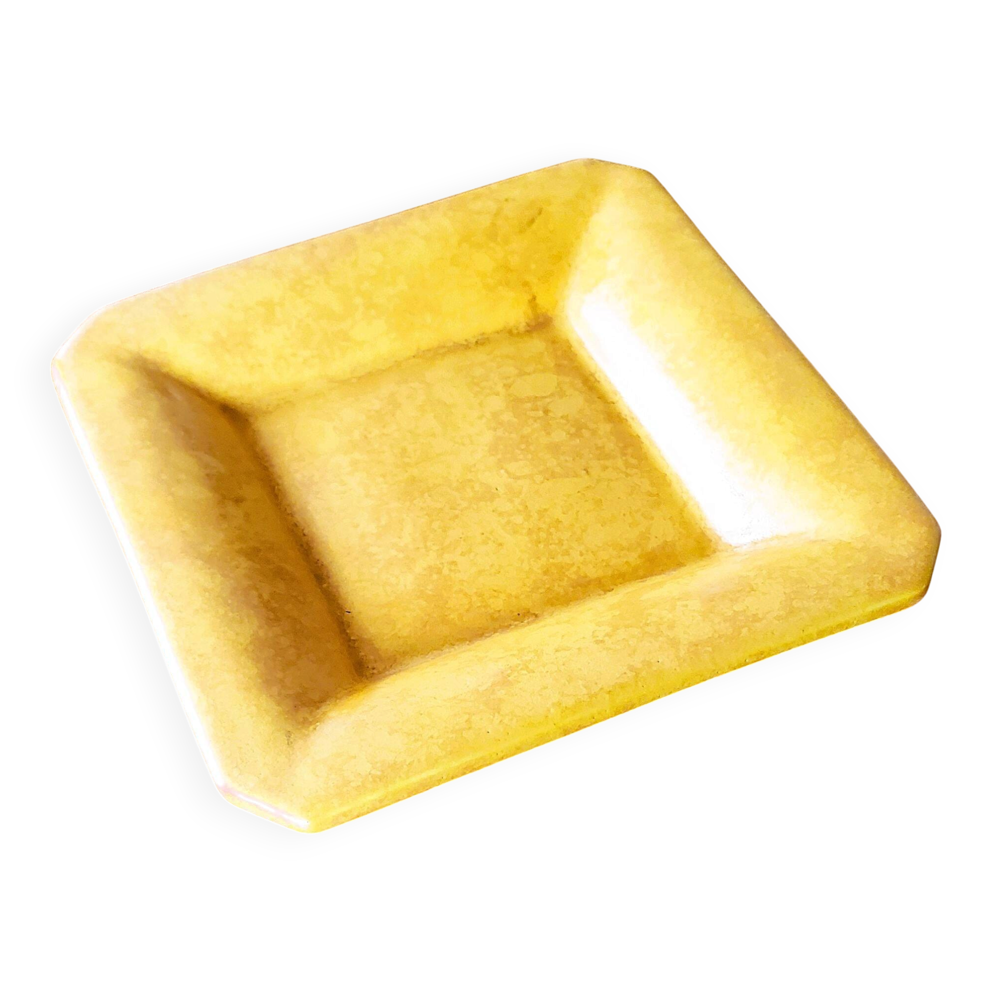 Yellow ceramic ashtray/trinket dish