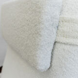 Pair of white boucle gfm 64 high back armchairs by edmund homa, 1960s