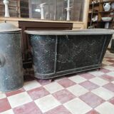 old bathtub with its stove