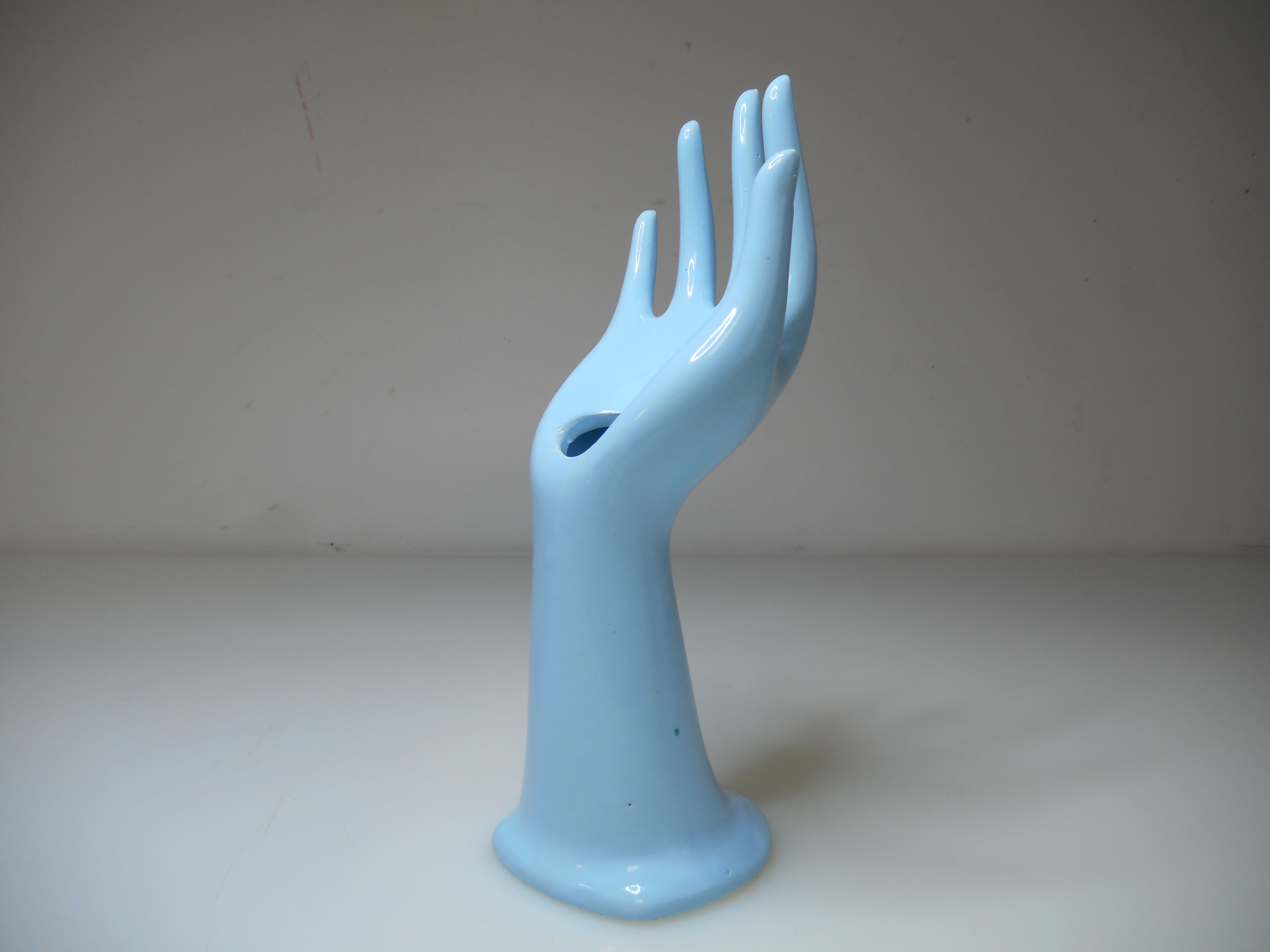 Vintage blue ceramic hand