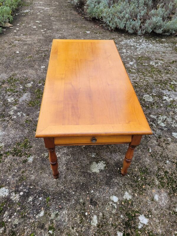 Table basse 2 tiroirs en merisier massif