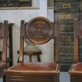 Ensemble de 6 chaises avec assises en cuir par Étienne Kohlmann 1960’s