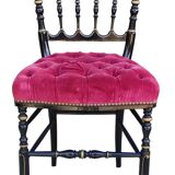 Ancienne chaise Napoléon III velours rouge capitonné