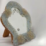 Miroir murano venice 1900 structure bois opalescent stylisées 22x24cm