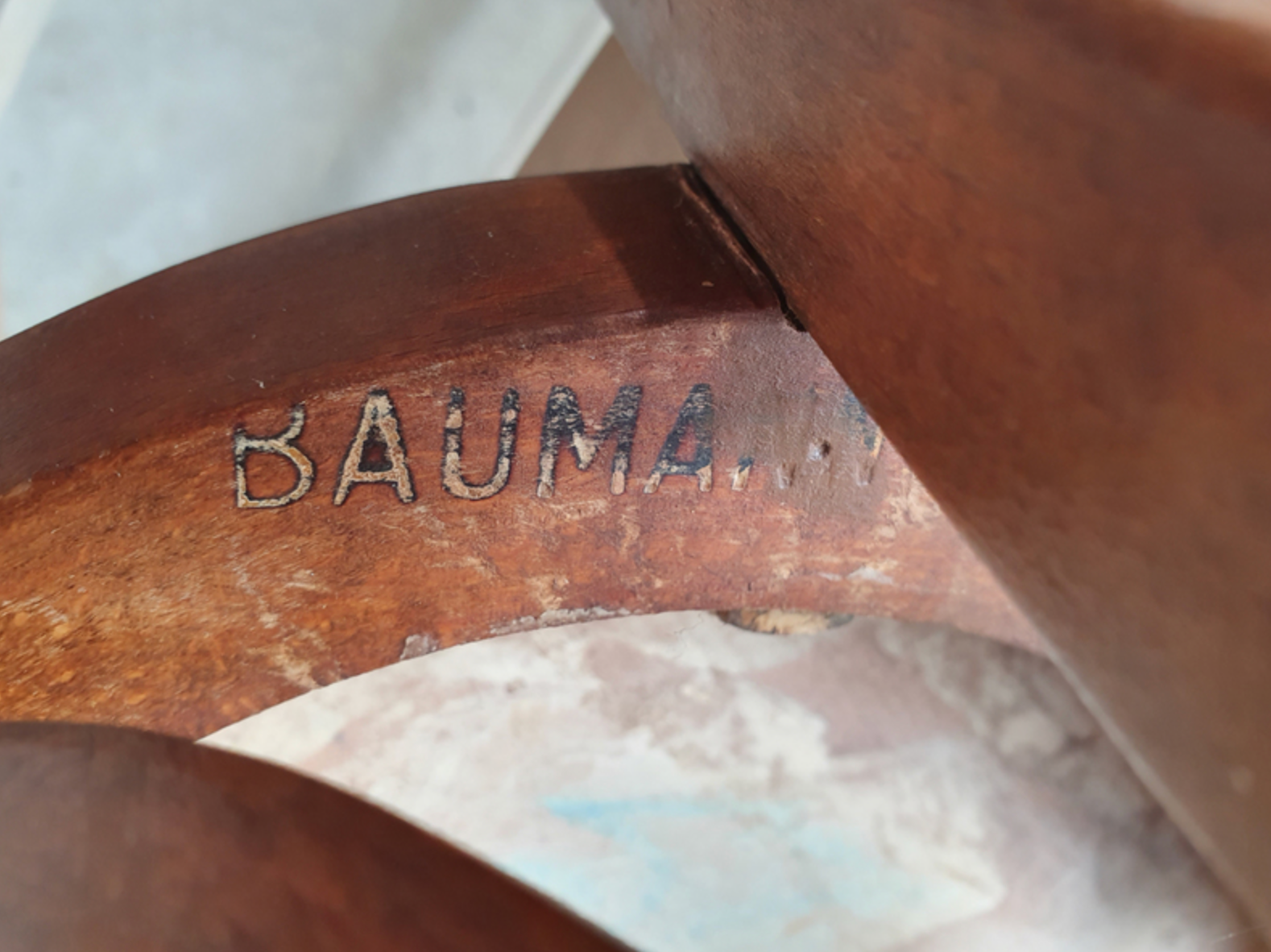 Baumann bistro chair No.19, medium oak, vintage, 50s