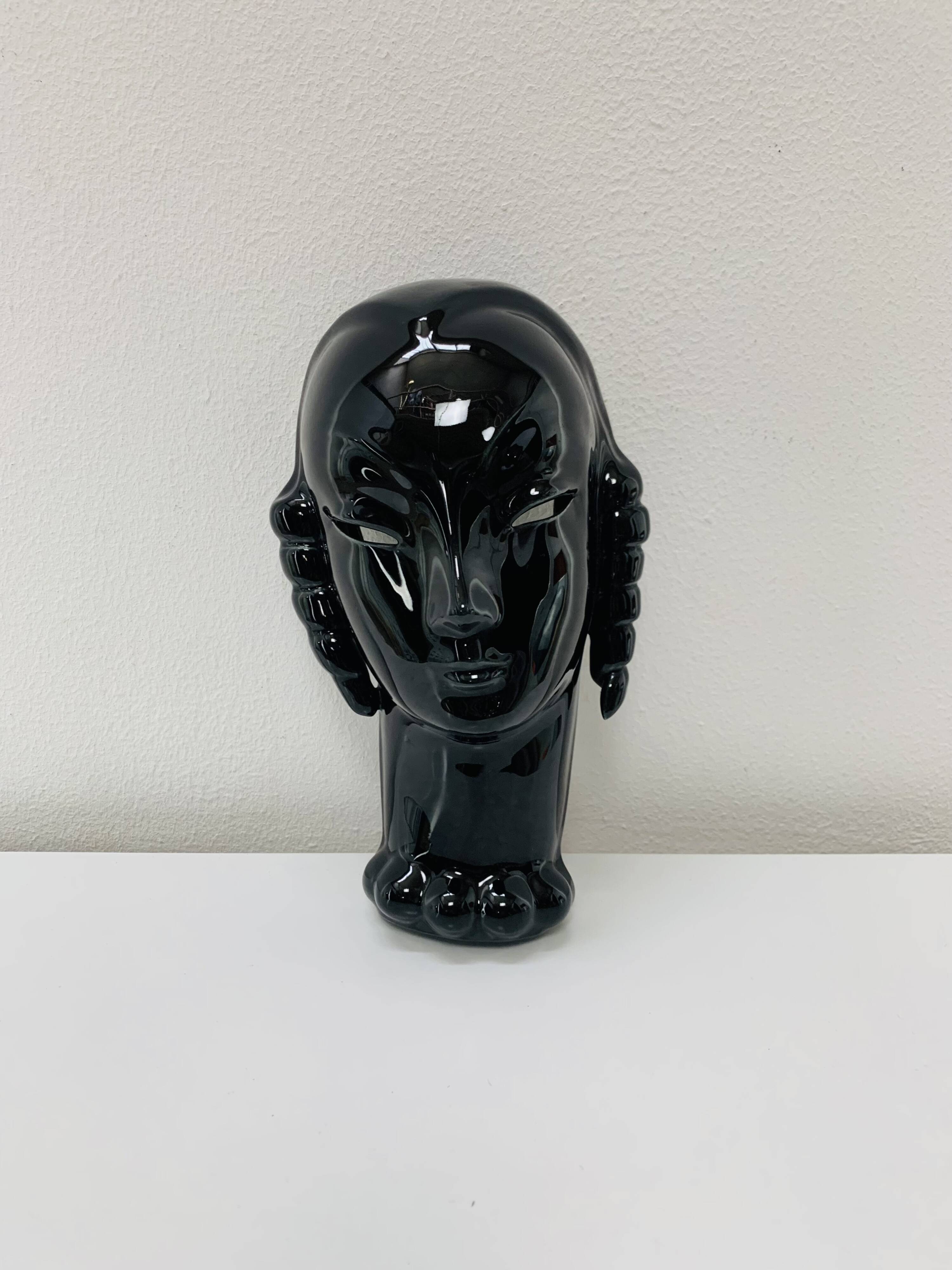 Art Deco ceramic head by Eduard Hermanutz, Villeroy & Boch, mask