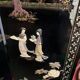 Antique Chinese bedroom screen, inlay of soapstone, jade, ivory, mother-of-pearl