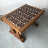 Ceramic and oak coffee table, Guillerme and Chambron, circa 1950