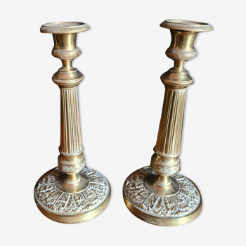 Pair of brass candle holders