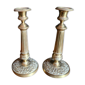 Pair of brass candle holders