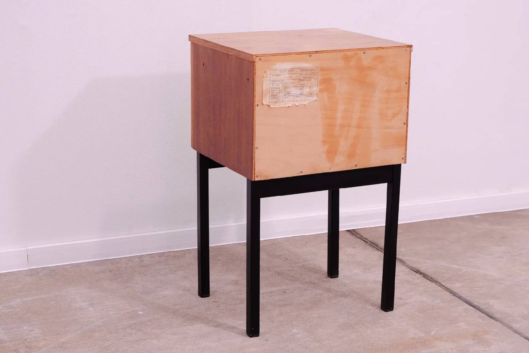 Mid-century bedside table by UP Závody, walnut nightstand with storage