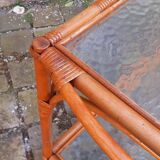 1950s rattan rolling trolley