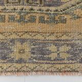 Faded Mustard Geometric Pattern Vintage Persian Runner Rug, 85x306 Cm