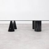 Vintage Italian Rectangular Marble Coffee Table with Glass Top