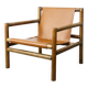Mid-Century Scandinavian Armchair in Wood & Brown Leatherette, 60s