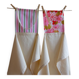 Bib apron, ecru, vintage fabric bib