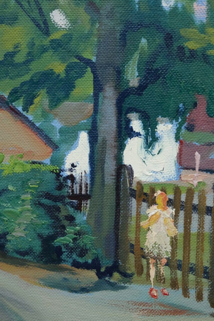 Swedish modern painting, 1946, oil on panel, framed, Hjamar Larsson