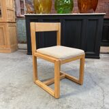 Suite of 6 chairs in solid oak 80s