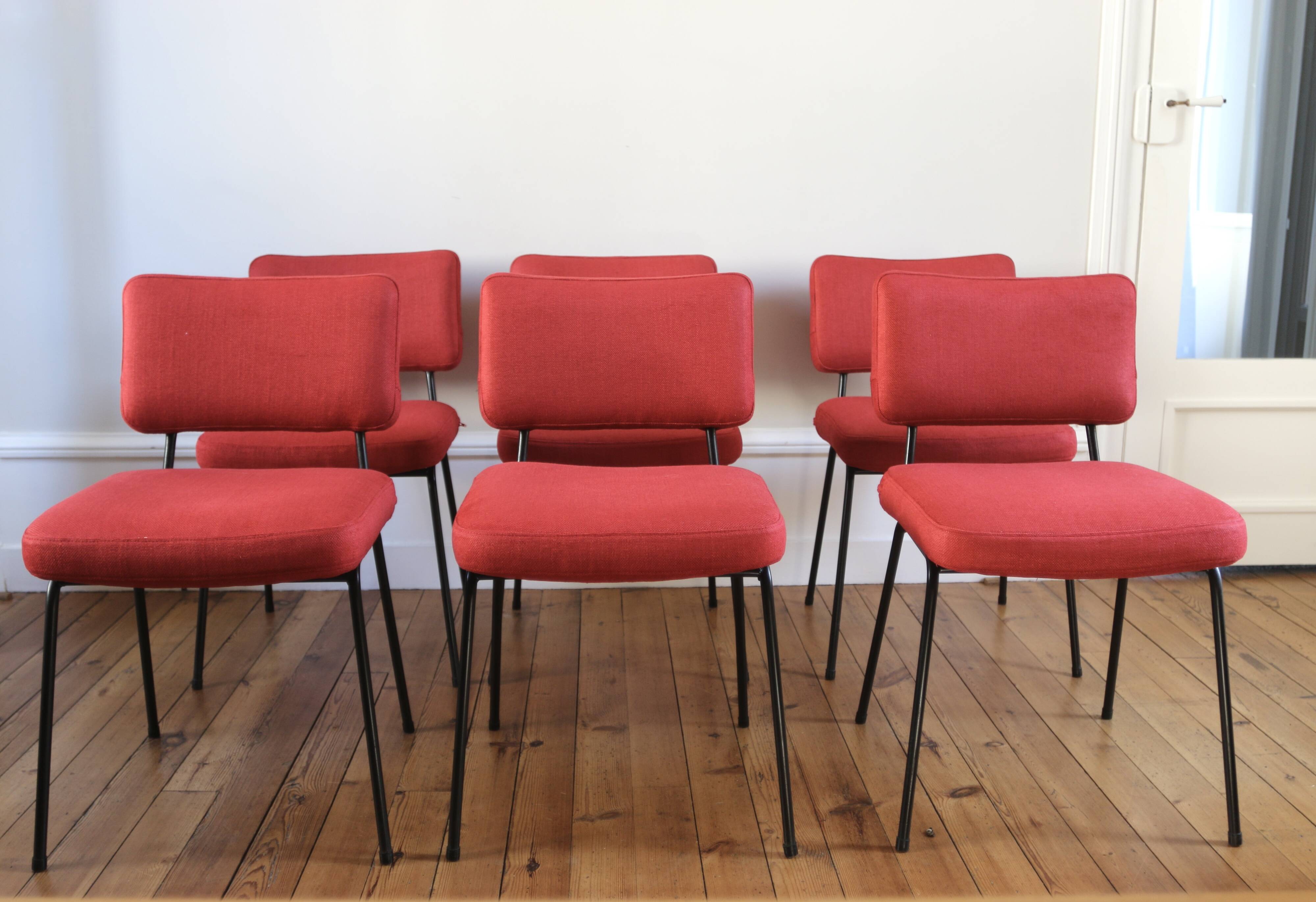 Set of 6 vintage modernist chairs by André Simard, Airborne 1960.