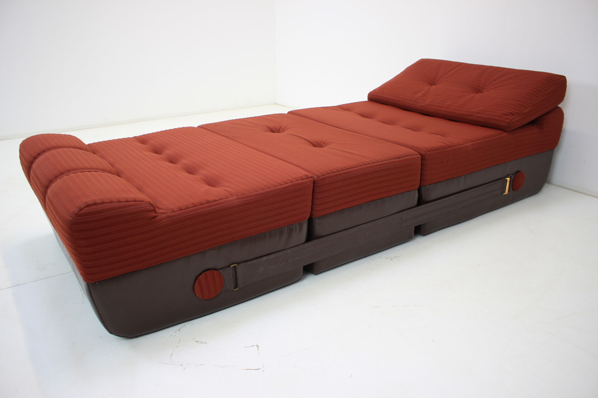Mid-century Folding Armchair and Footstool or Daybed,1970's.