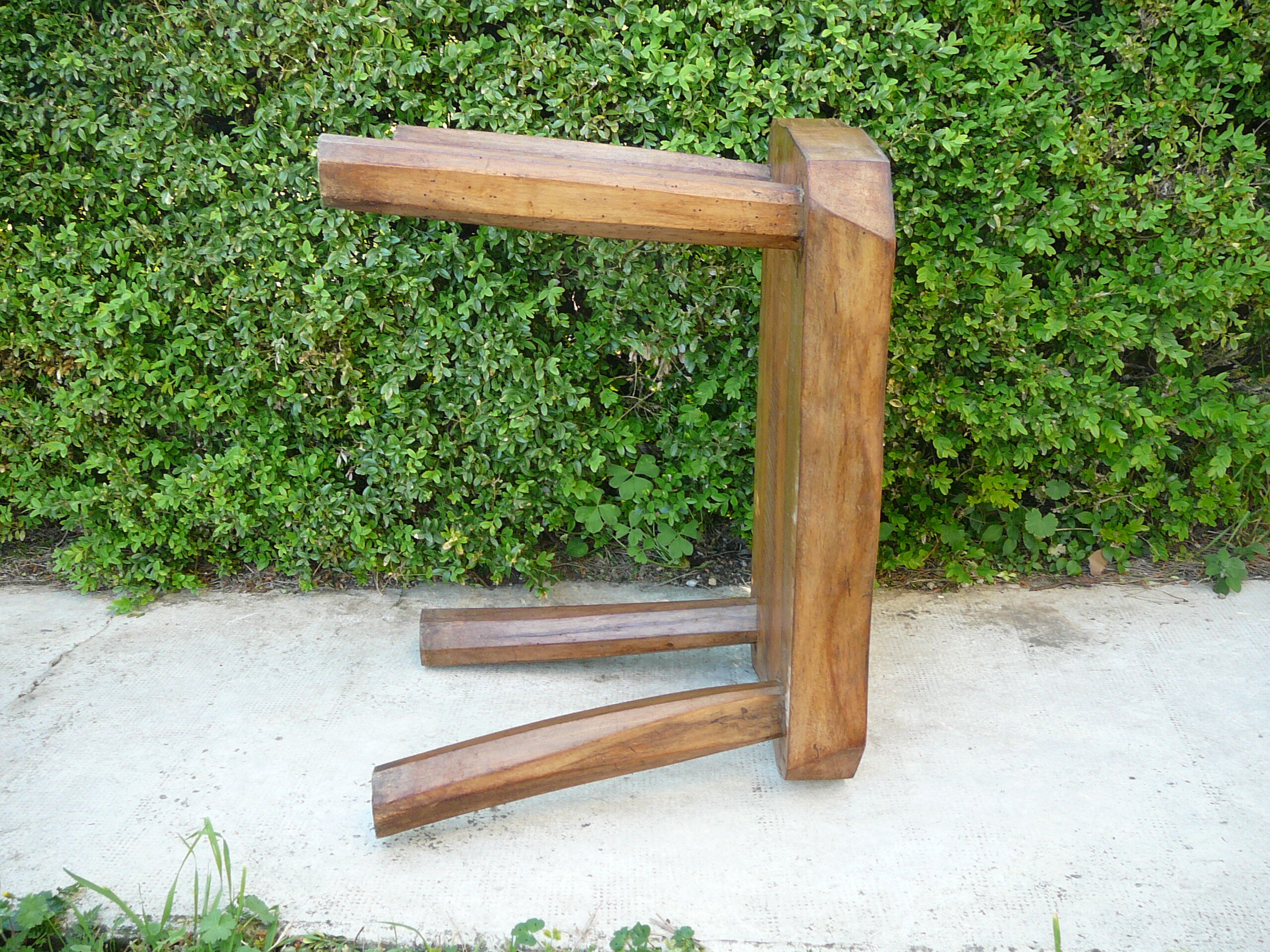 Free-form brutalist massive walnut side table