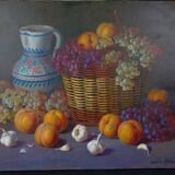'Cestas de Frutas' (Basket of fruit) Oil on canvas signed Ignacio Besga