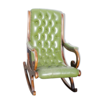 Rocking chair en cuir vert