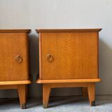 Pair of vintage light wood bedside tables