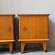 Pair of vintage light wood bedside tables