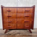 Commode vintage pieds compas poignées scoubidou