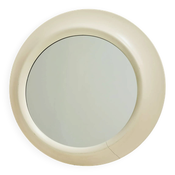 Round space age mirror in lacquered wood, Italy, 1970-1980