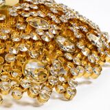 Gorgeous large 1970s Palwa brass ceiling or wall lamp with faceted crystal