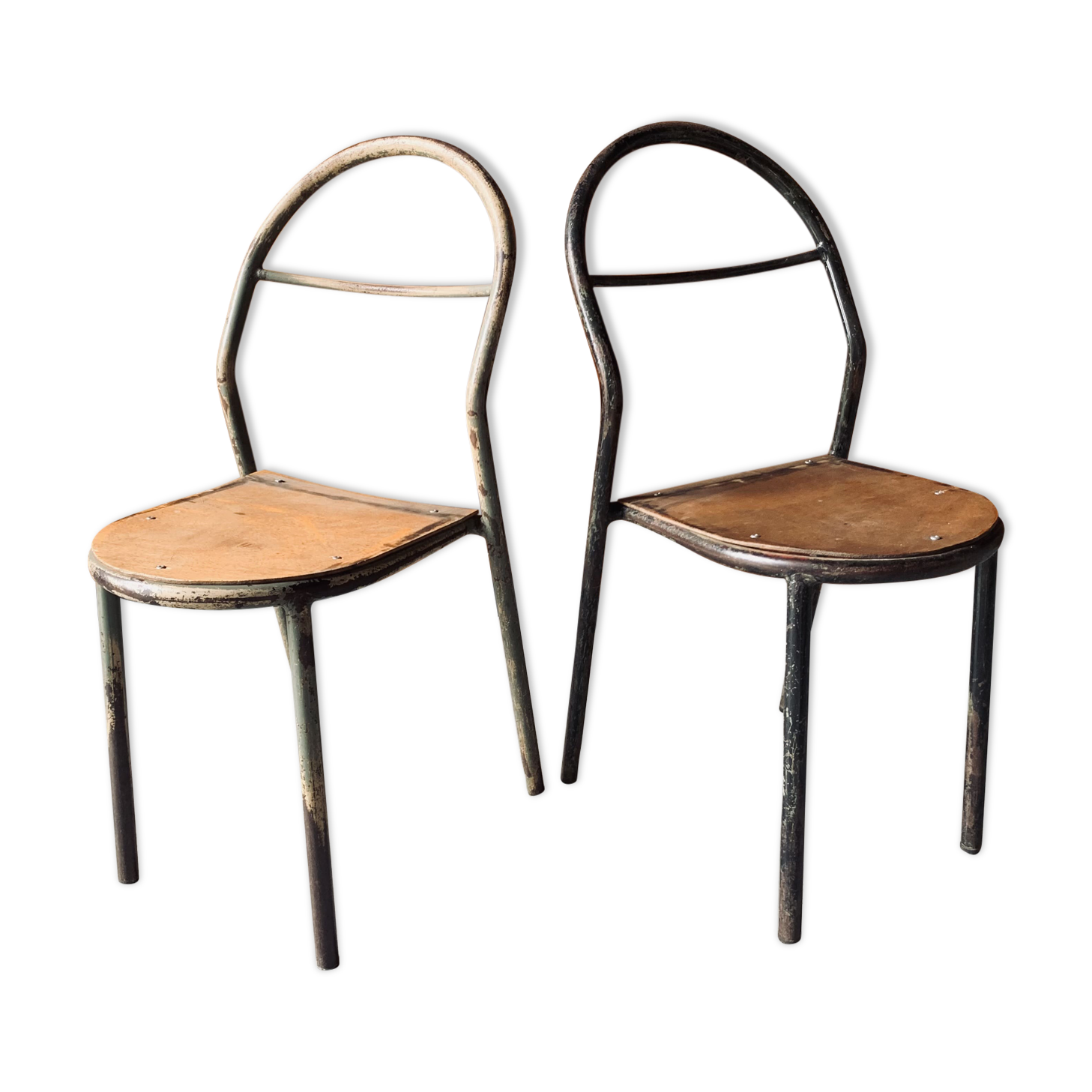 Set of 2 Mobilor chairs - 1950's - metal and wood