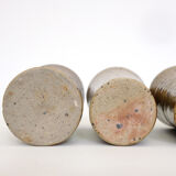 Sandstone teapot from La Borne and 5 cups signed Tiffoche, 1970s.