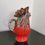 Pichet vase coq en céramique rouge