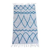 Recycled cotton handcrafted rug - Reversible - Blue
