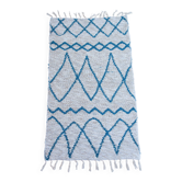 Recycled cotton handcrafted rug - Reversible - Blue