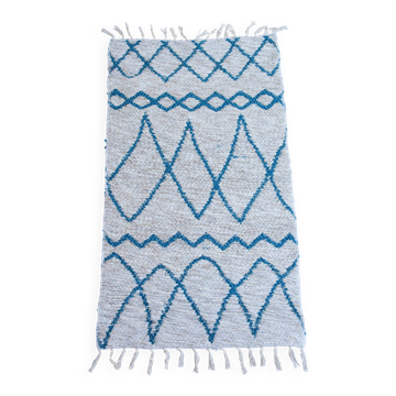 Recycled cotton handcrafted rug - Reversible - Blue