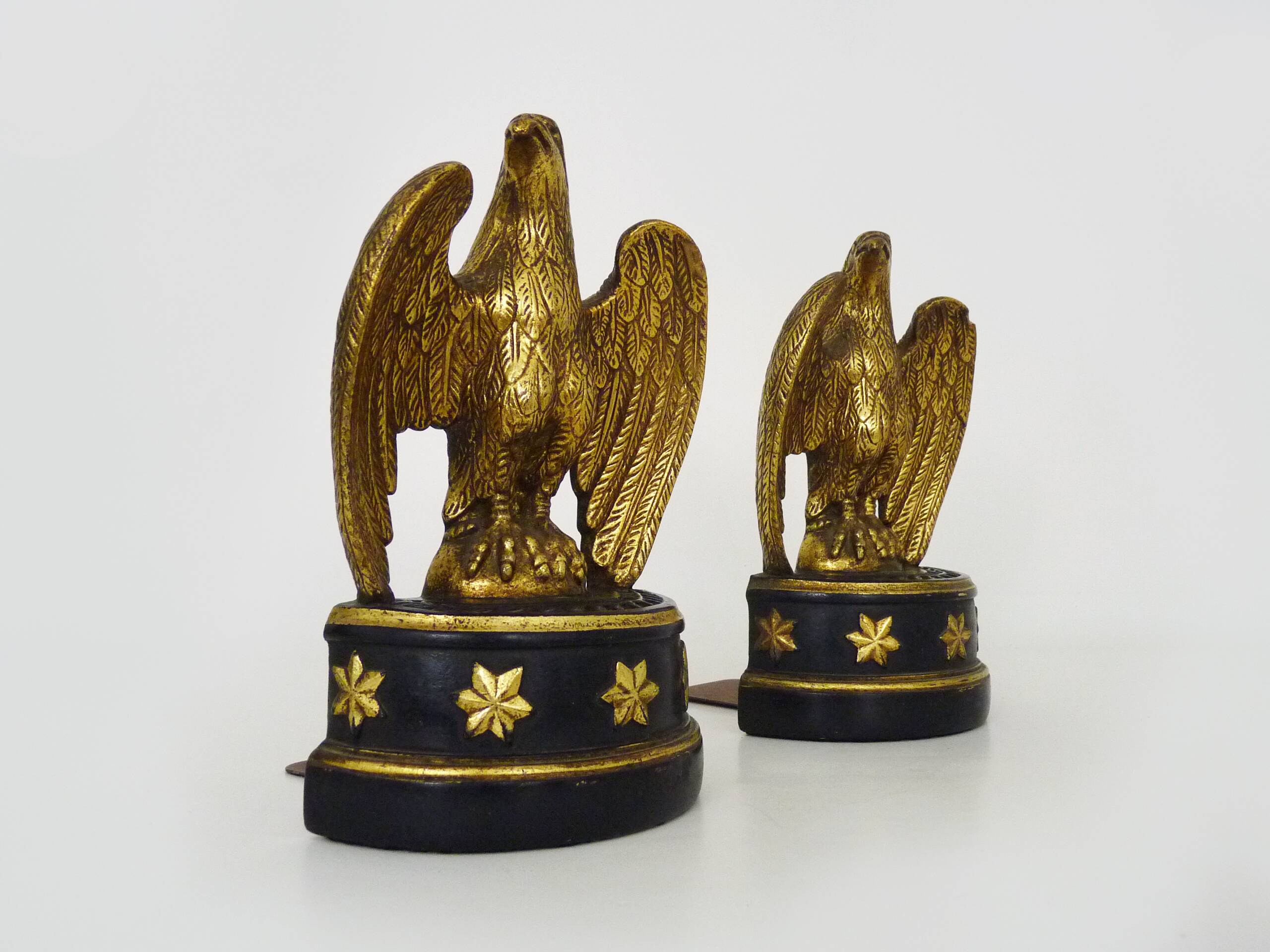 Pair of Hollywood Regency golden eagle bookends by Borghese. 60s