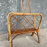 Vintage rattan magazine rack