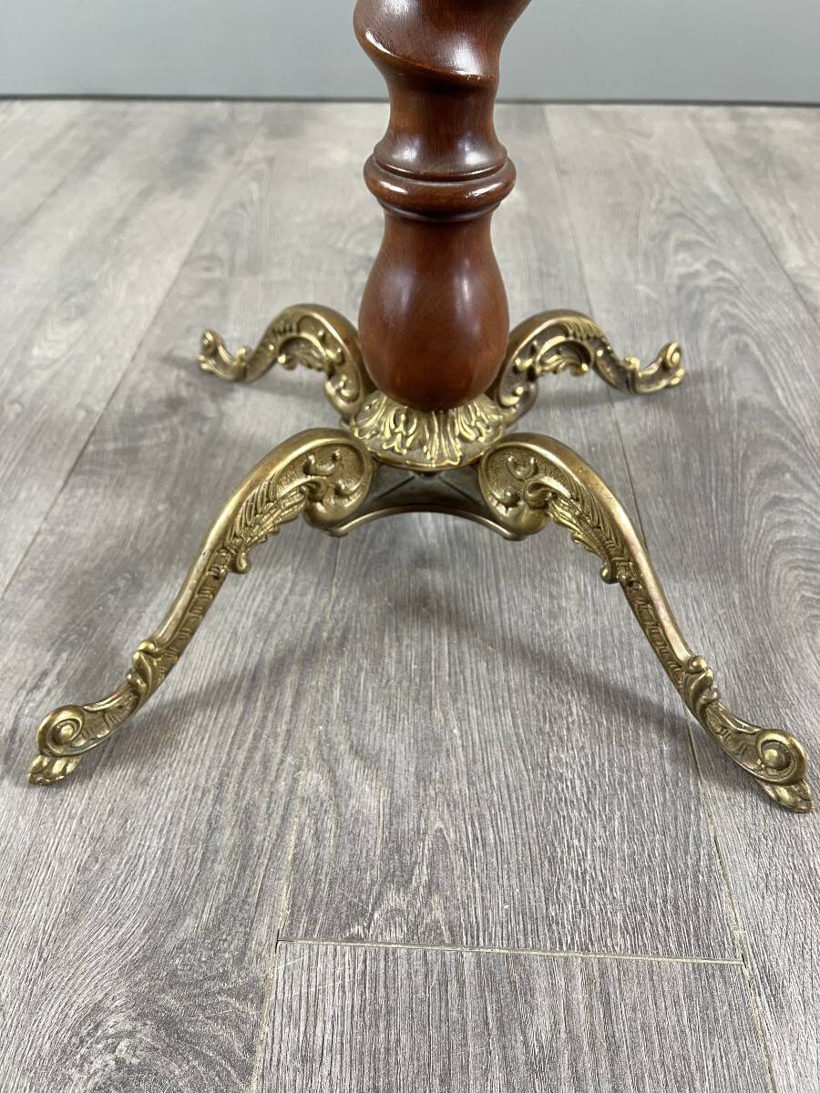 Twisted wooden coat rack with gilded bronze, 20th century