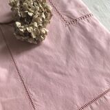Drap ancien en lin et coton rose candy